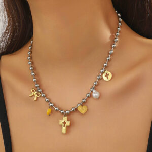 Cross Pendant Necklace, 18k Gold Plated Stainless Steel