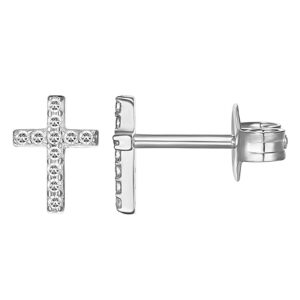 Cross Stud Earrings, in Gold and Silver