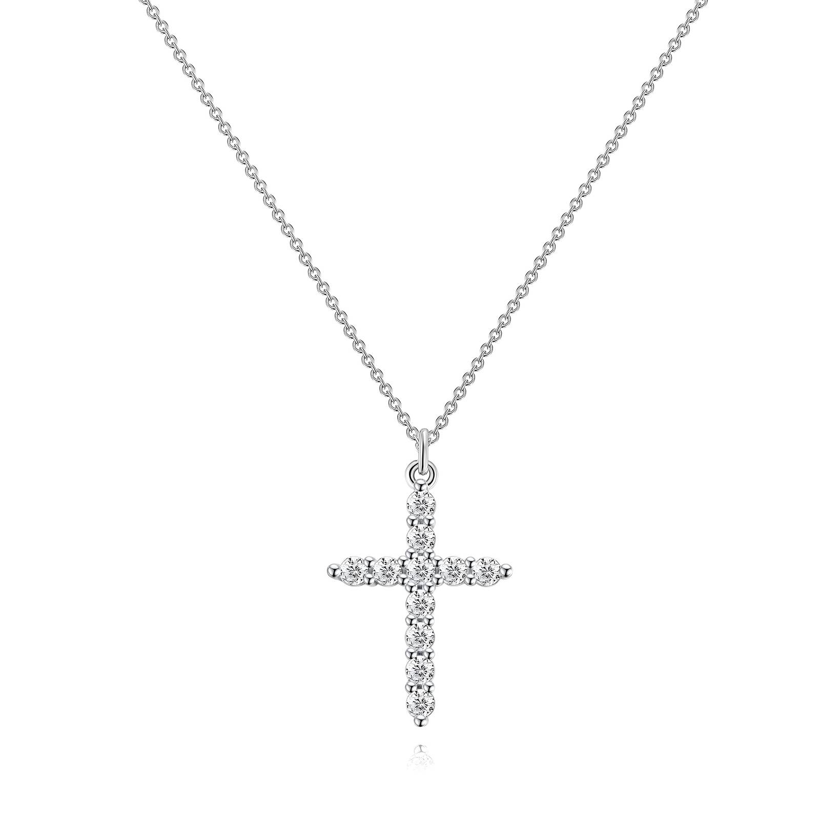 Cross Necklace with Diamonds in Gold and Silver - Image 4