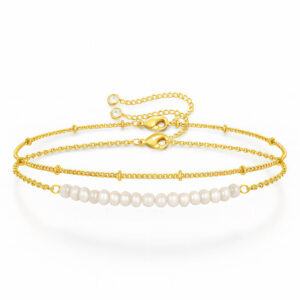 Beautiful Double Pearls Bracelet, 18k Gold Plated